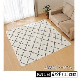 洗える　軽ふわシャギーラグ（185×185cm/アイボリー）