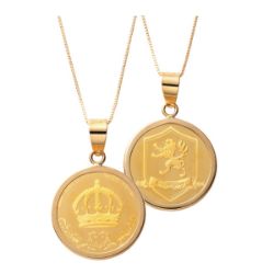 【スイス/パンプ社】24金クラウン(王冠)1/25オンスコイン・18金チェーン枠ネックレス (ベネチアン)