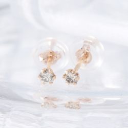 18金ピンクゴールドダイヤ計0.2ctピアス　