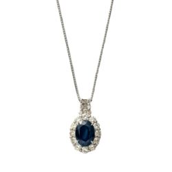 プラチナサファイヤ1.0ct／ダイヤ計0.3ctネックレス(鑑別カード付)