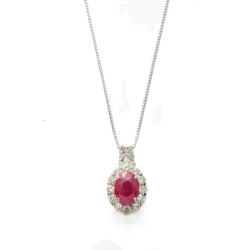 プラチナルビー0.7ct／ダイヤ計0.3ctネックレス(鑑別カード付)