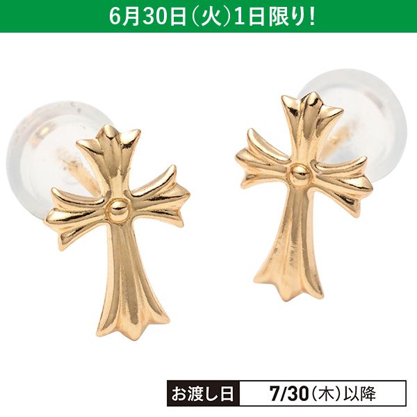 18金イエローゴールド・クロスデザインピアスの商品詳細ページ｜【本州