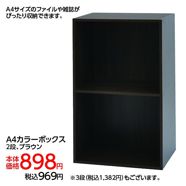 【新品】大容量カラーボックス　2台セット　A4対応　本棚（アッシュブラウン） アイリスオーヤマ 棚 本棚 カラーボックス 2段 A4ファイル対応
