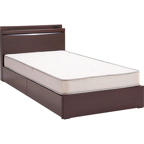 引き取り or 着払い ブラウンマットレス付きベッドフレーム ポイント10倍】ベッド 収納 ダブルベッド マットレス付き 収納付き USB