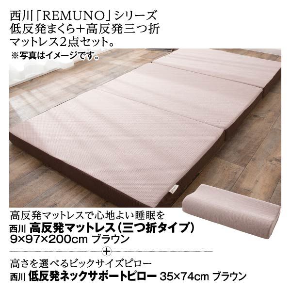 セット価格】西川高反発マットレス<三つ折タイプ>＋低反発ネック