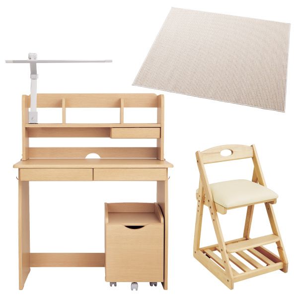 学習机3万円セットA デスク(ナチュラル)+天然木チェア(ナチュラル)+