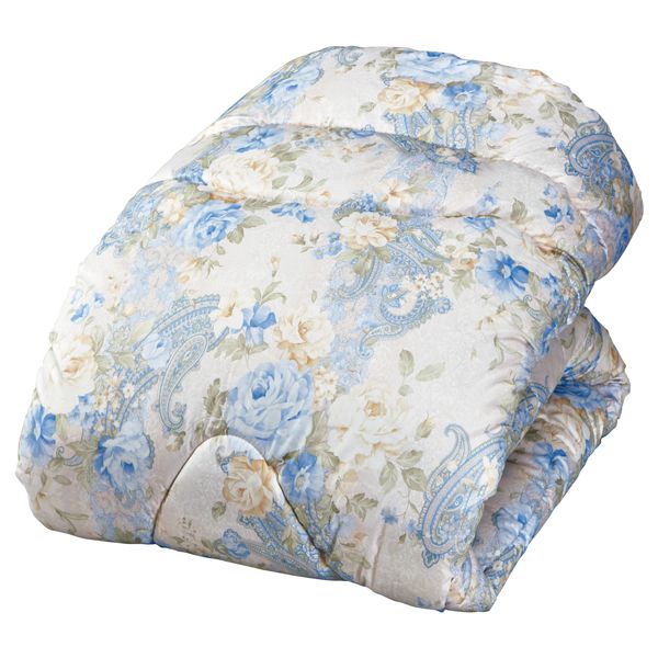 吸放湿性に優れた羊毛混掛ふとん ルルナ ブルー ダブルロング(西川)の