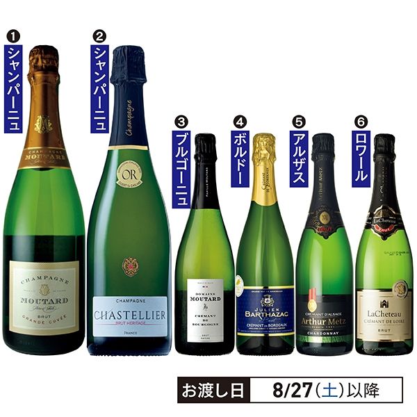 シャンパン2本入り 仏5大銘醸地スパーク6本セットの商品詳細