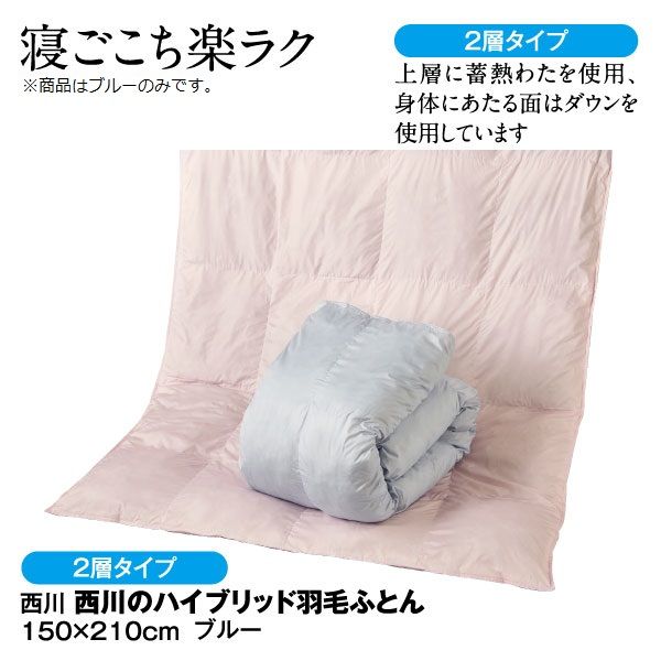 西川のハイブリッド羽毛ふとん 2層タイプ ブルー(西川)の商品詳細