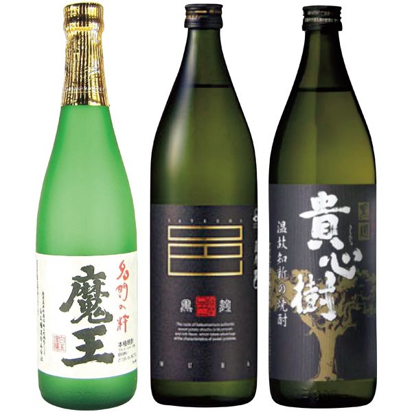 魔王と黒麹で造った人気芋焼酎3本セット 720ml×1本、900ml×2本の商品