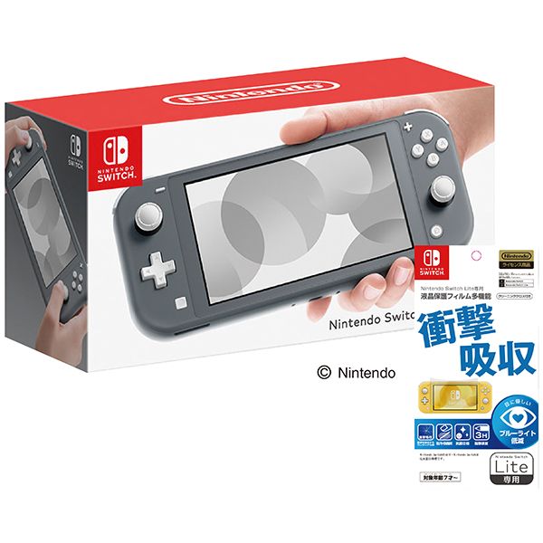 Nintendo Switch Lite グレー＋液晶保護フィルム 多機能 2点セット 